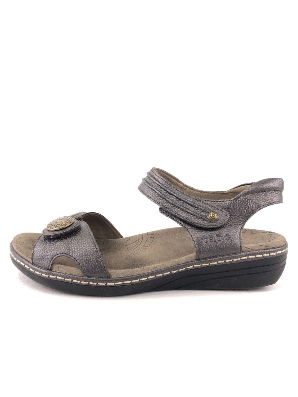 Taos Escape Pewter Leather Ankle Strap Sandals 9